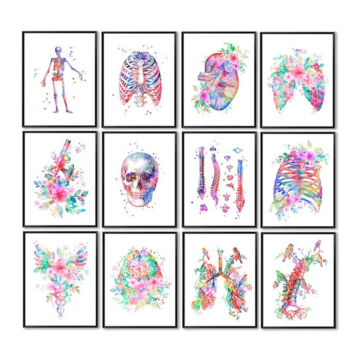 Anatomie Medizinisches Poster mit Blumenorganen als Leinwand Wandkunst von Potdemiel, mehrfarbig, Hochformat - Bild 1
