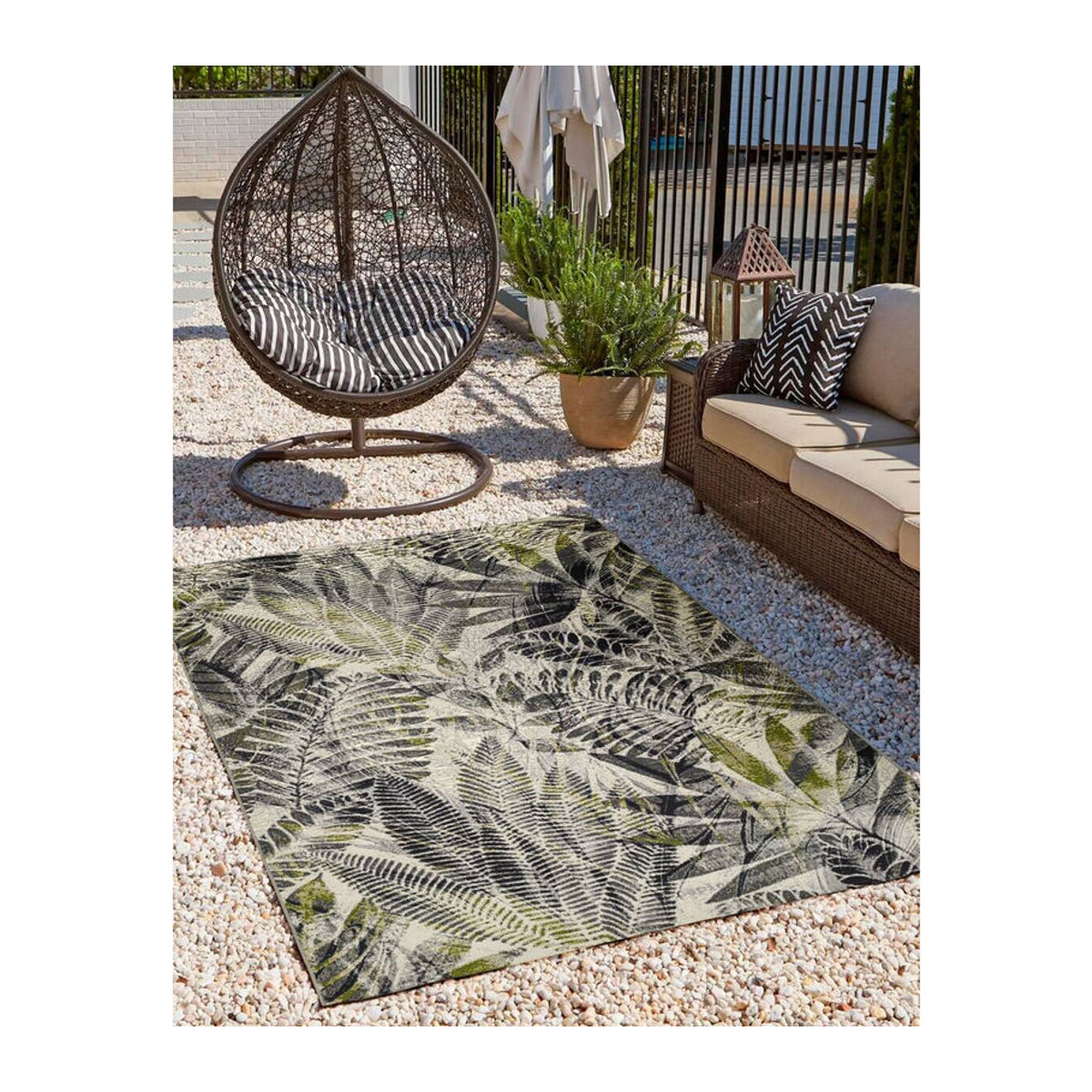 Andiamo In-/Outdoor-Teppich Portland rechteckig mit Blumenmuster in Grün und Grau, Breite: 160 cm, Länge: 235 cm - Bild 2