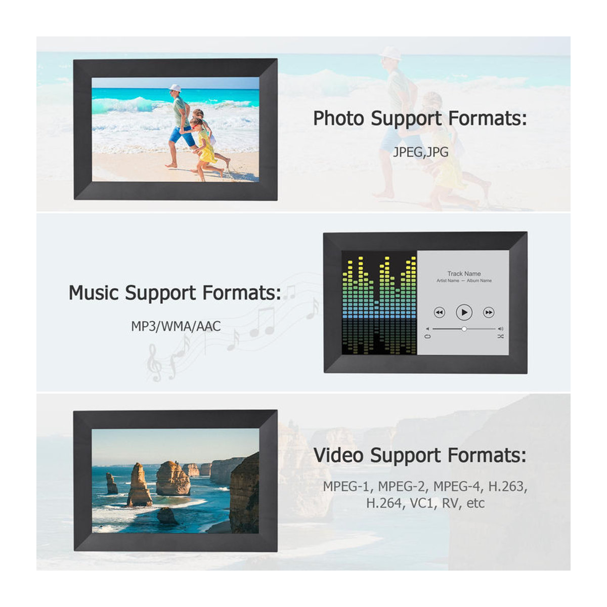 Andoer Smart WiFi Digitaler Bilderrahmen 8 Zoll mit IPS Touchscreen, Videowiedergabe und Musikwiedergabe, Schwarz, B/H: 20 x 13 cm - Bild 10