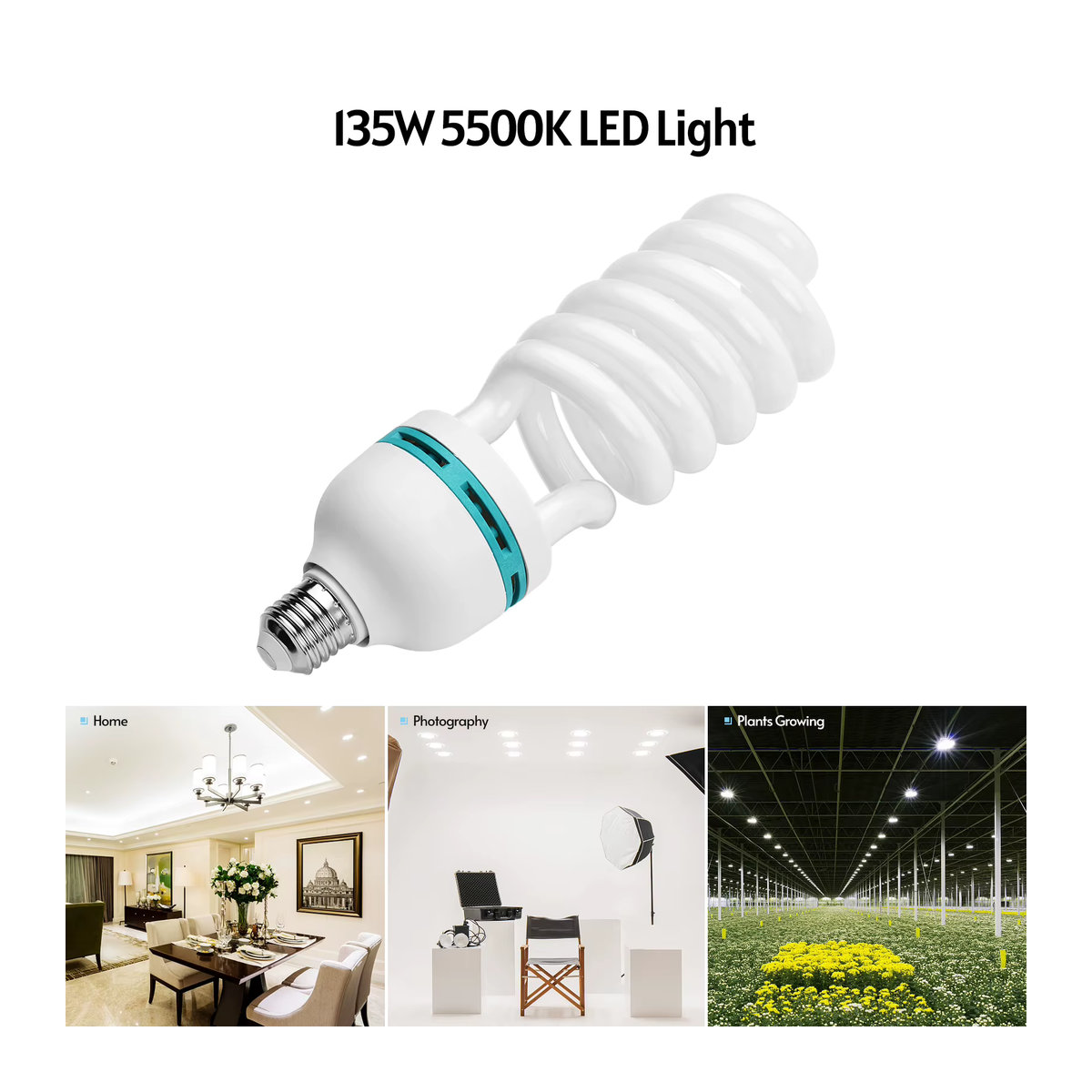 Andoer Spirale Leuchtstofflampe E27 mit 135W und 5500K Tageslicht Kaltweiß für Studio Fotografie und Video Beleuchtung - Bild 3