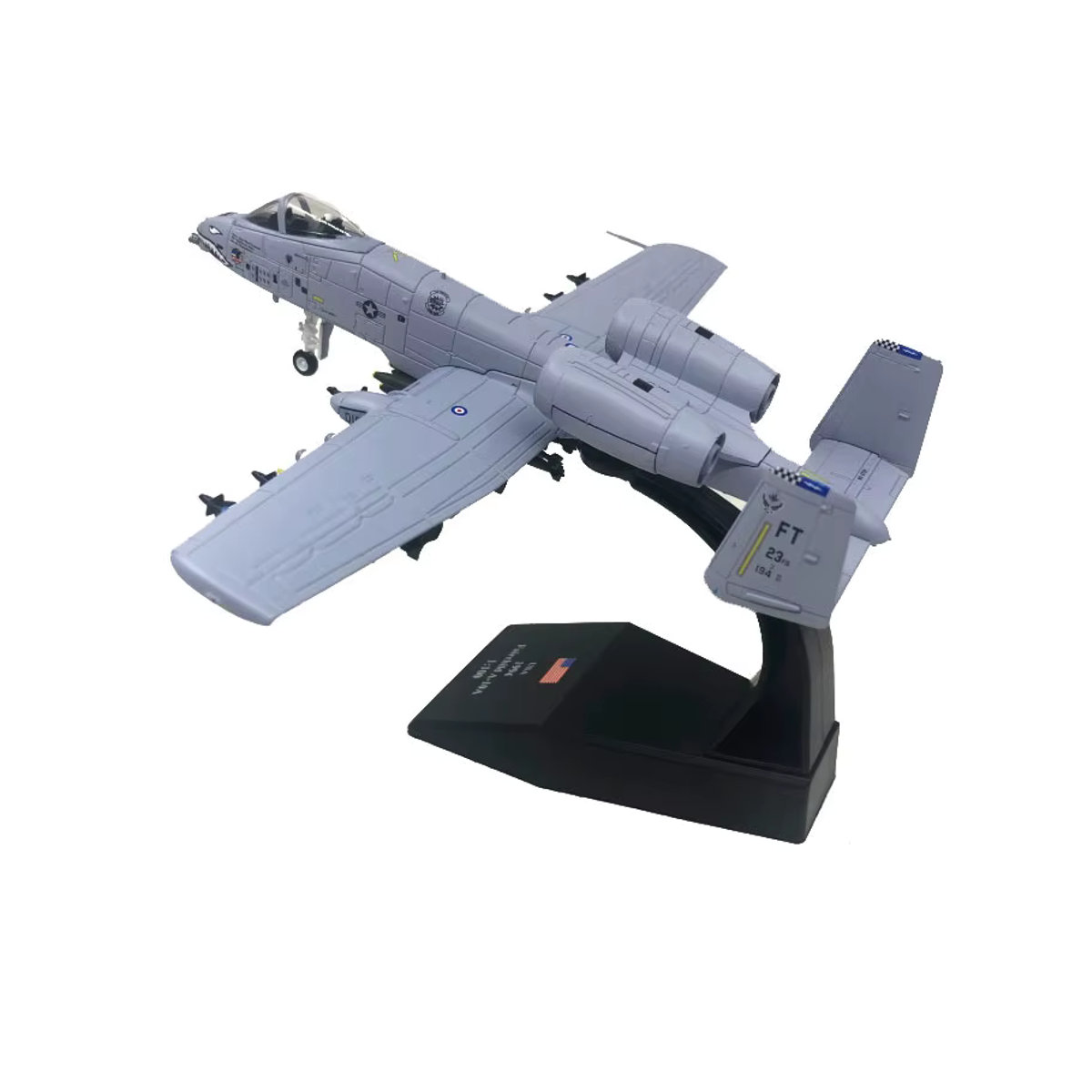 Andralyn A-10 Thunderbolt Kampfflugzeugmodell aus Metall im Maßstab 1:100, Grau mit Shark Mouth Design - Bild 2