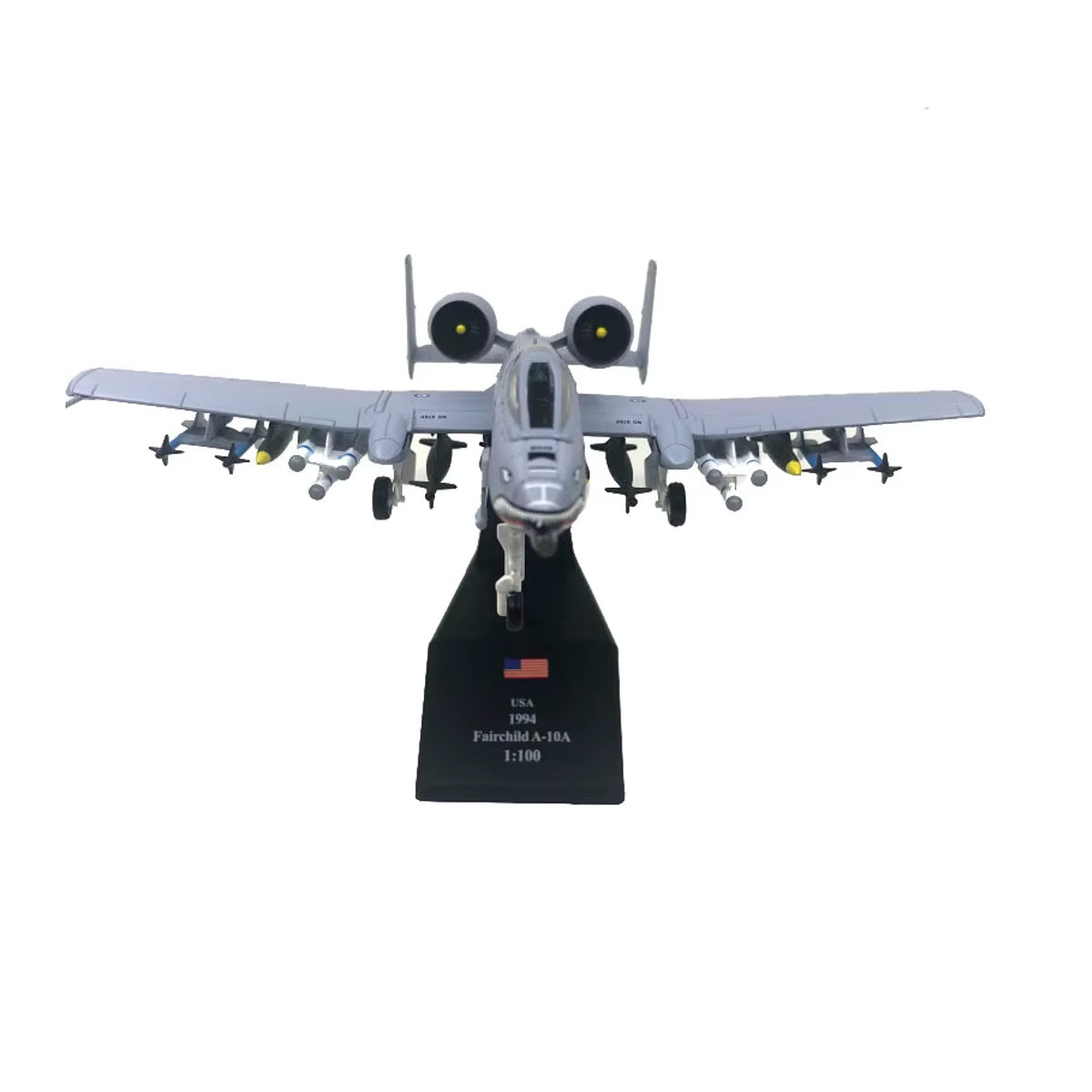 Andralyn A-10 Thunderbolt Kampfflugzeugmodell aus Metall im Maßstab 1:100, Grau mit Shark Mouth Design - Bild 4