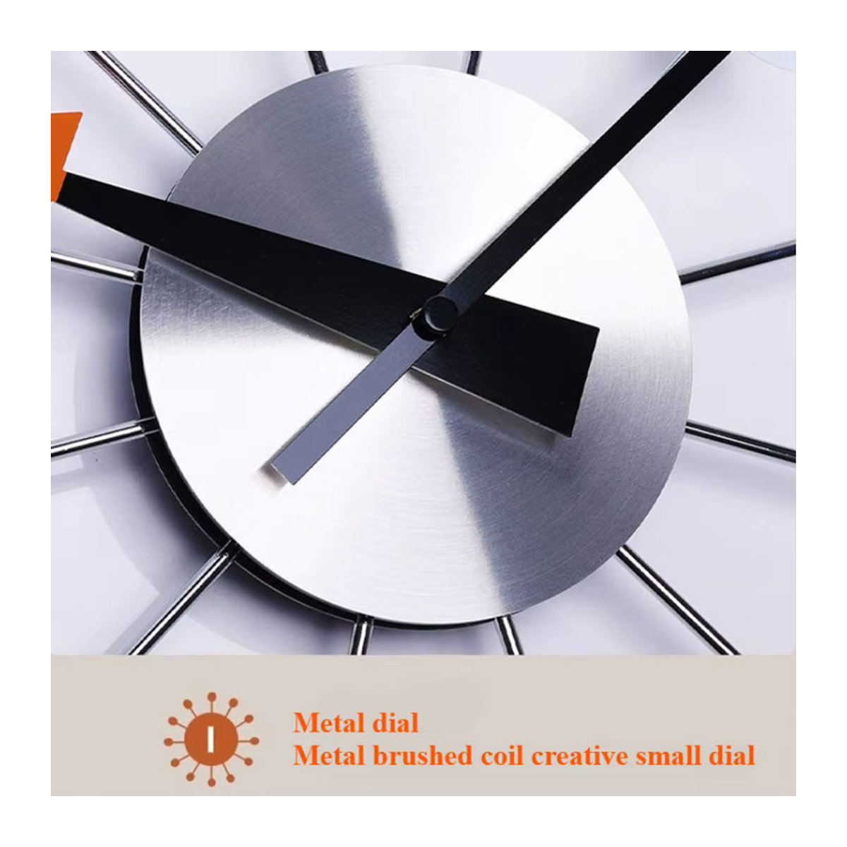 ANENG Moderne Wanduhr aus Metall, Rund, Analog, Geräuschlos, Mehrfarbig, Durchmesser: 33 cm - Bild 2
