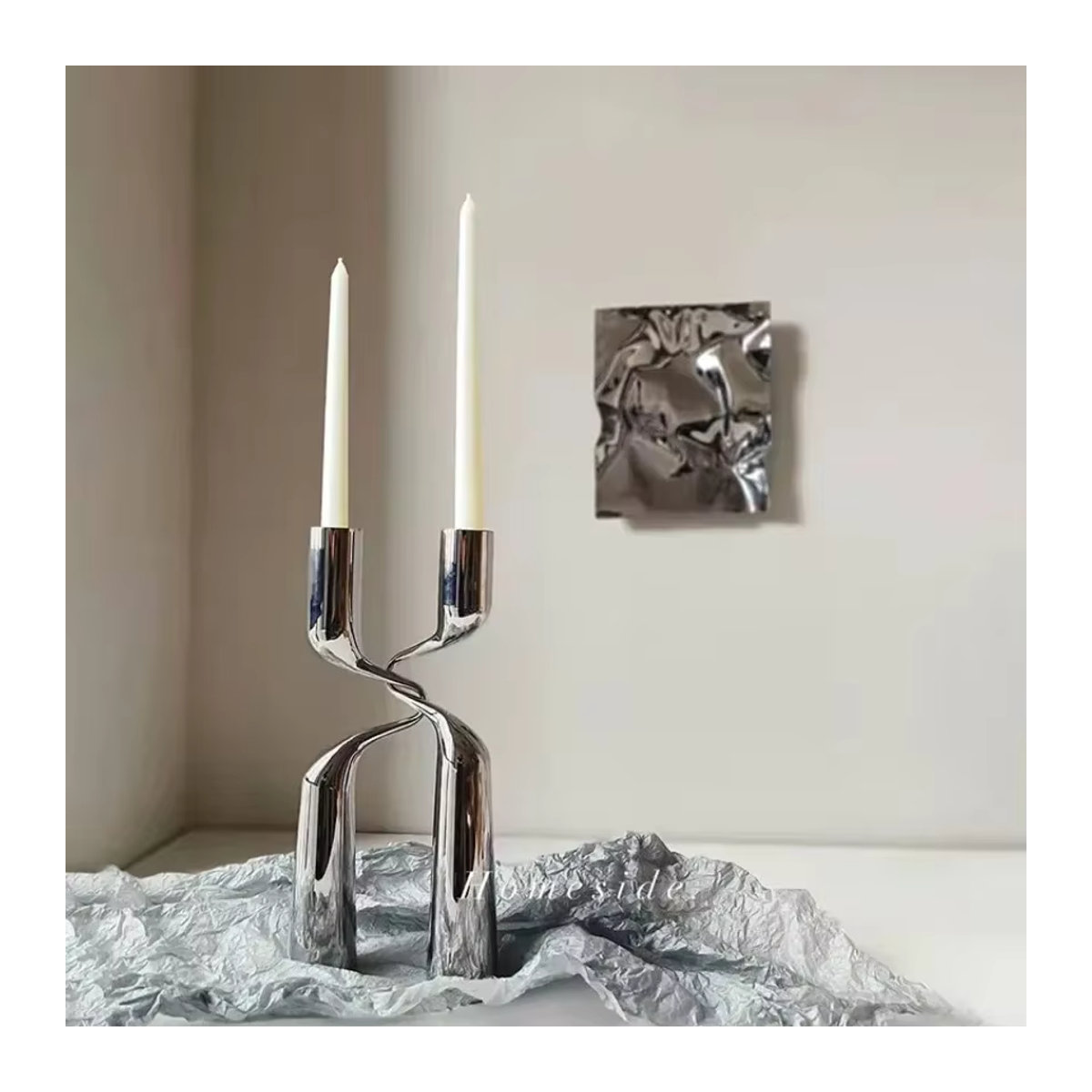 ANENG Silberner Kerzenhalter aus Metall für Tafelkerzen im Glamour-Design - Bild 1