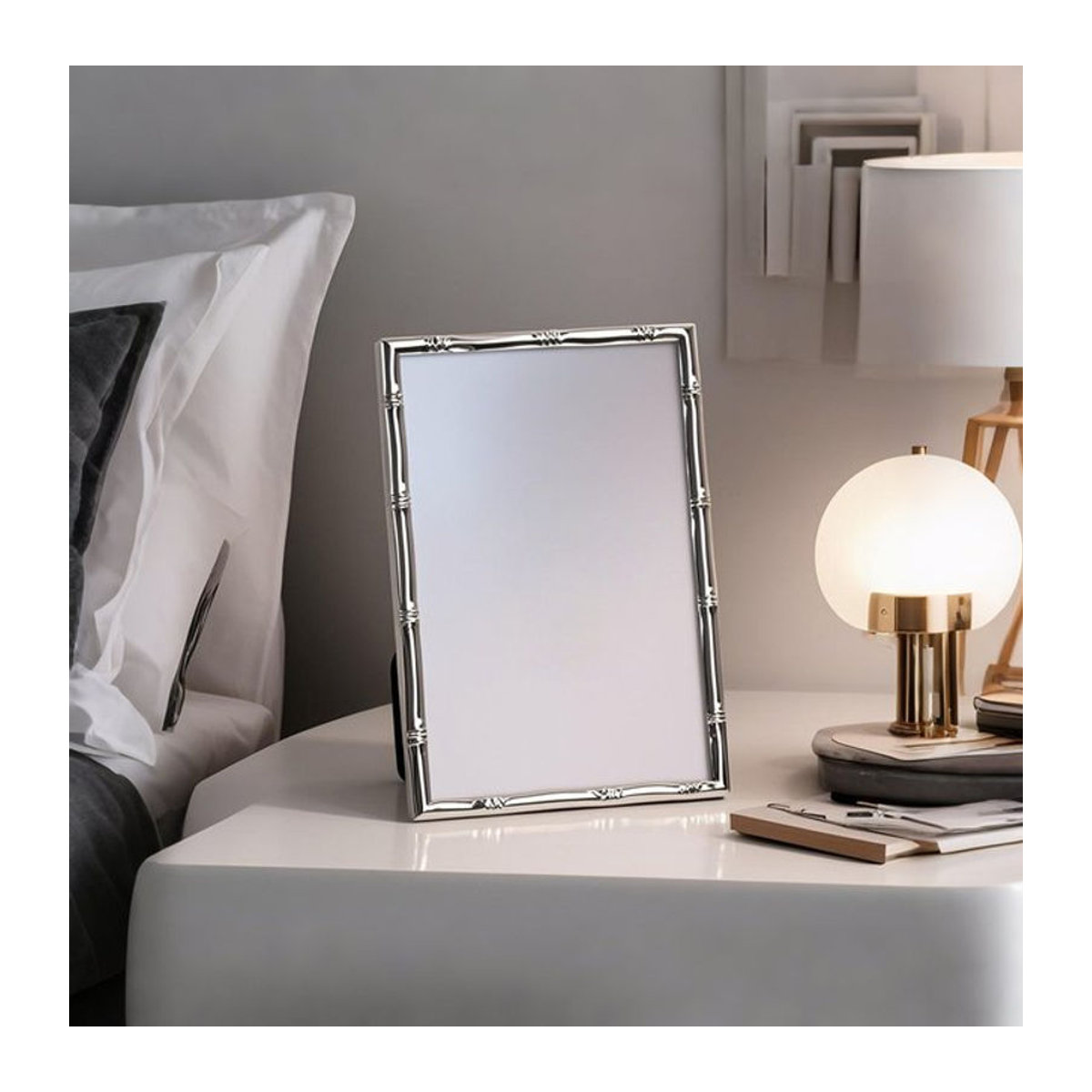 ANGDUO Aluminium-Fotorahmen aus Metall in Silber, rechteckiger Bilderrahmen als Tischaufsteller für Hochzeit und Dekoration, 10x15 cm - Bild 1