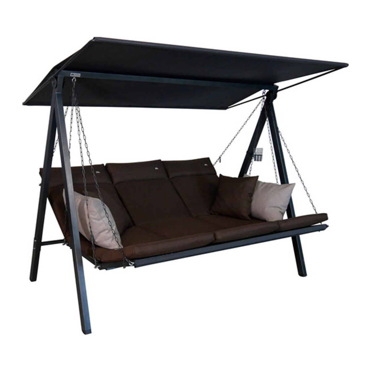 Angerer Freizeitmöbel Hollywoodschaukel Lounge 3-Sitzer mit Auflagen in Braun und Grau, B/T/H: 210 x 160 x 145 cm - Bild 3