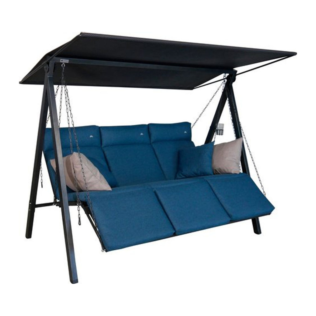 Angerer Hollywoodschaukel Lounge 3-Sitzer mit Auflagen in Blau und Grau, B/H/T: 210 x 145 x 160 cm - Bild 1