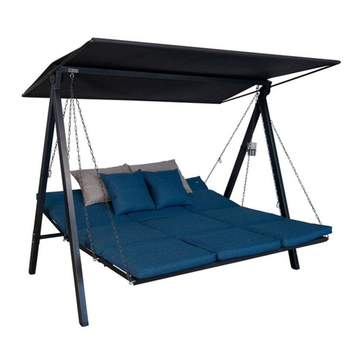 Angerer Hollywoodschaukel Lounge 3-Sitzer mit Auflagen in Blau und Grau, B/H/T: 210 x 145 x 160 cm - Bild 2