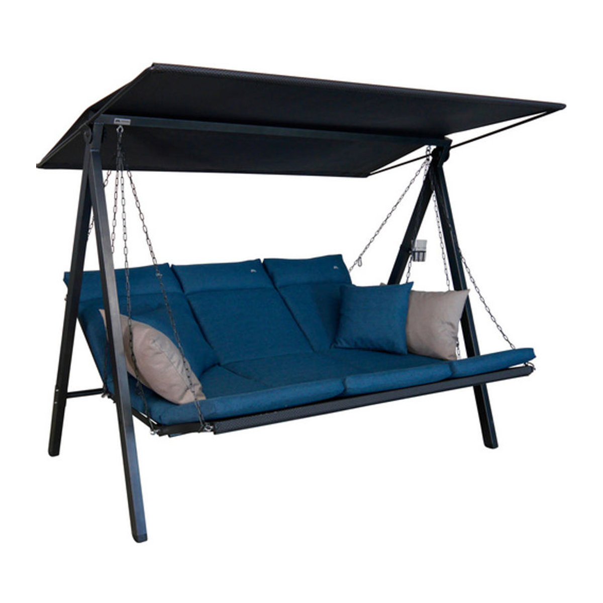Angerer Hollywoodschaukel Lounge 3-Sitzer mit Auflagen in Blau und Grau, B/H/T: 210 x 145 x 160 cm - Bild 3
