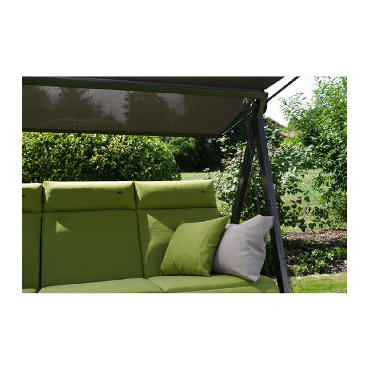 Angerer Hollywoodschaukel Lounge 3-Sitzer mit Auflagen in Grün und Grau B/T/H: 210 x 145 x 73 cm - Bild 1