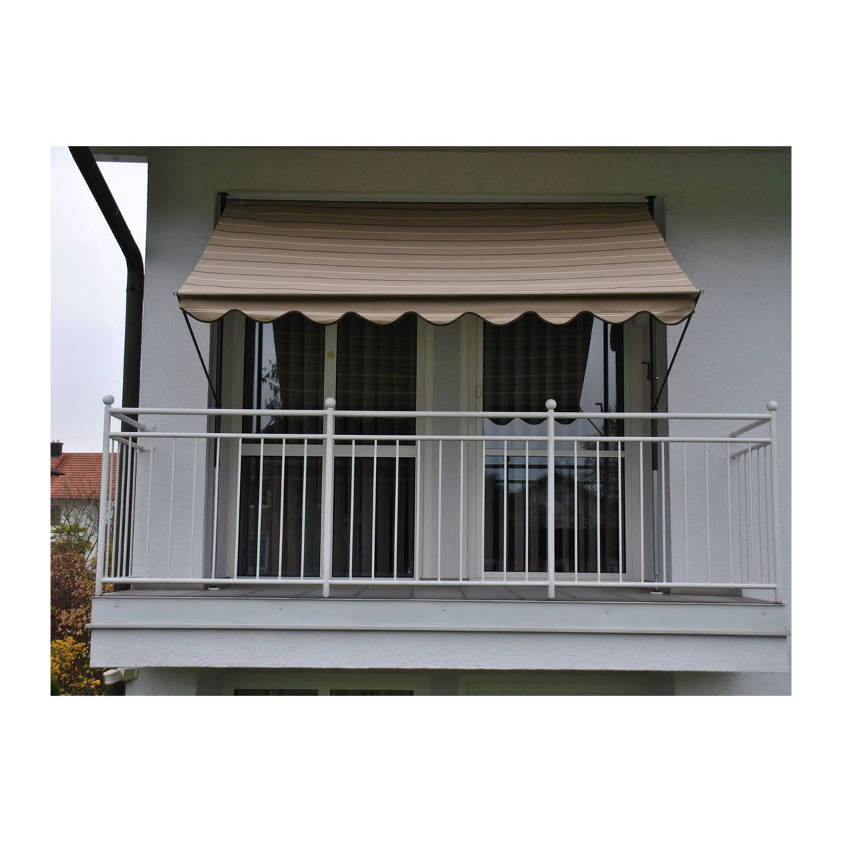 Angerer Klemmmarkise aus Acryl in Beige mit braunem Nadelstreifen, Breite: 250 cm - Bild 2