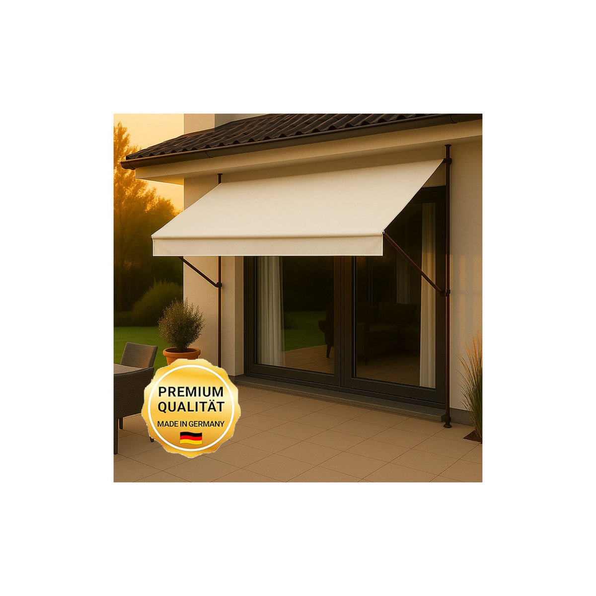Angerer Klemmmarkise aus Acryl in Beige mit einer Breite von 350 cm - Bild 1