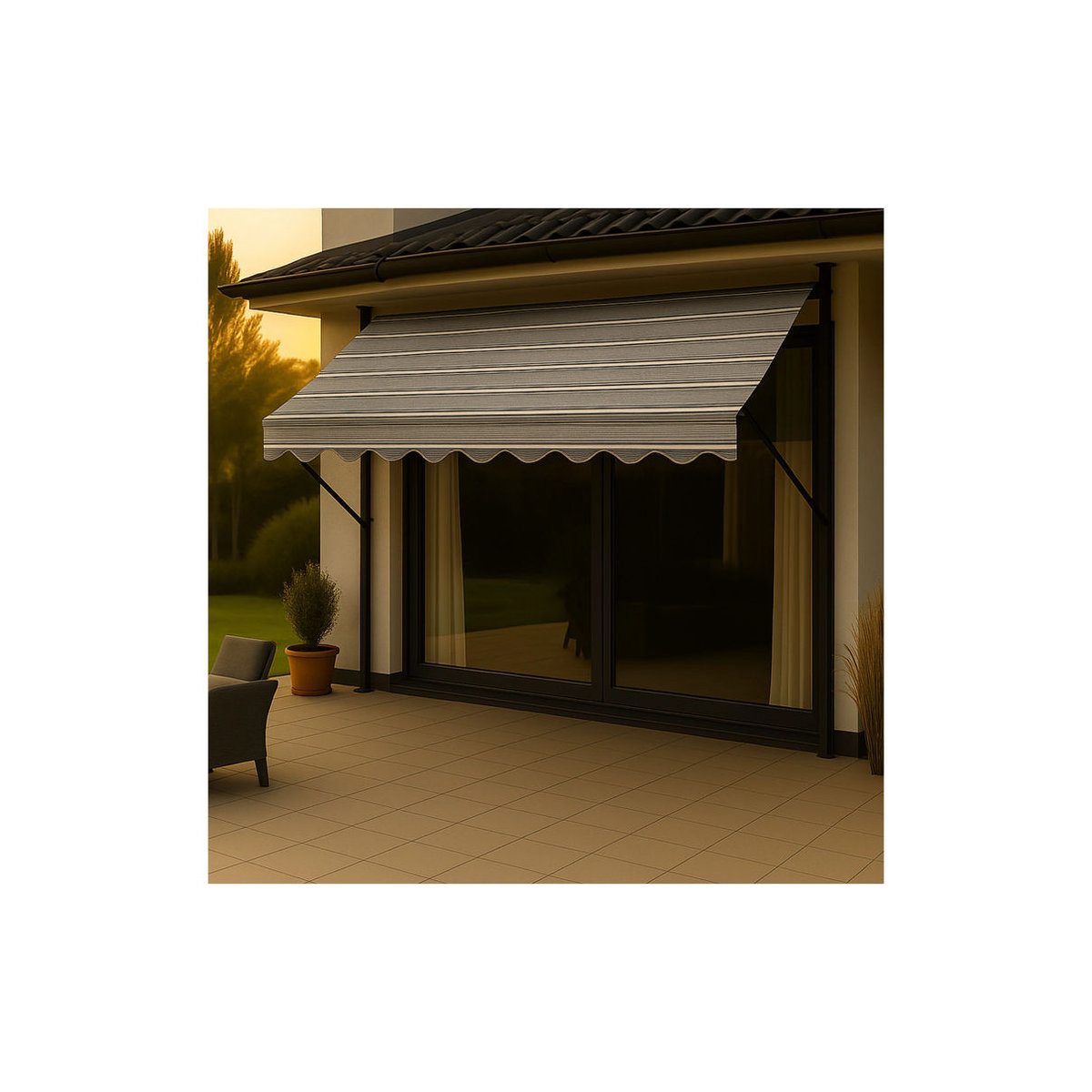 Angerer Klemmmarkise aus Acryl in Grau-Beige, Breite: 250 cm - Bild 1