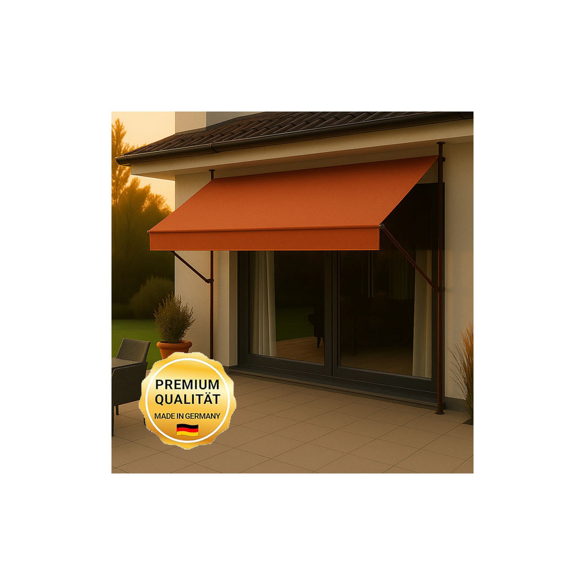 Angerer Klemmmarkise aus Acryl in Orange, Breite: 350 cm - Bild 1