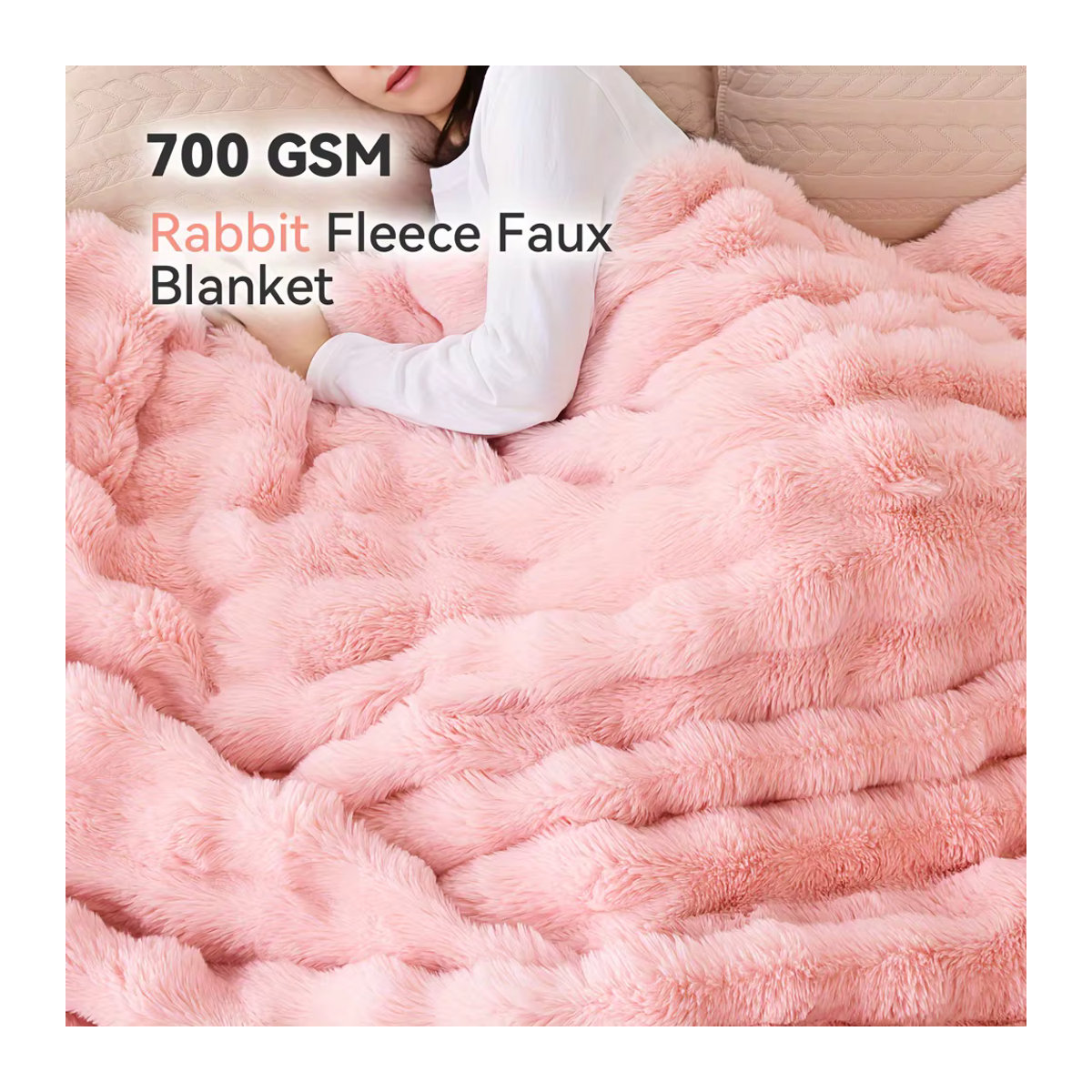 ANGPU Fleece Decke aus Faux Pelz in Rosa, weiche und warme Plüschdecke für Sofa, Bett oder Reisen - Bild 2