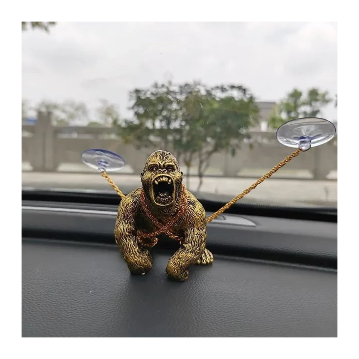 Angry Gorilla Auto-Ornament aus Kunstharz in Gold für Armaturenbrett, Büro oder Aquarium - Bild 1