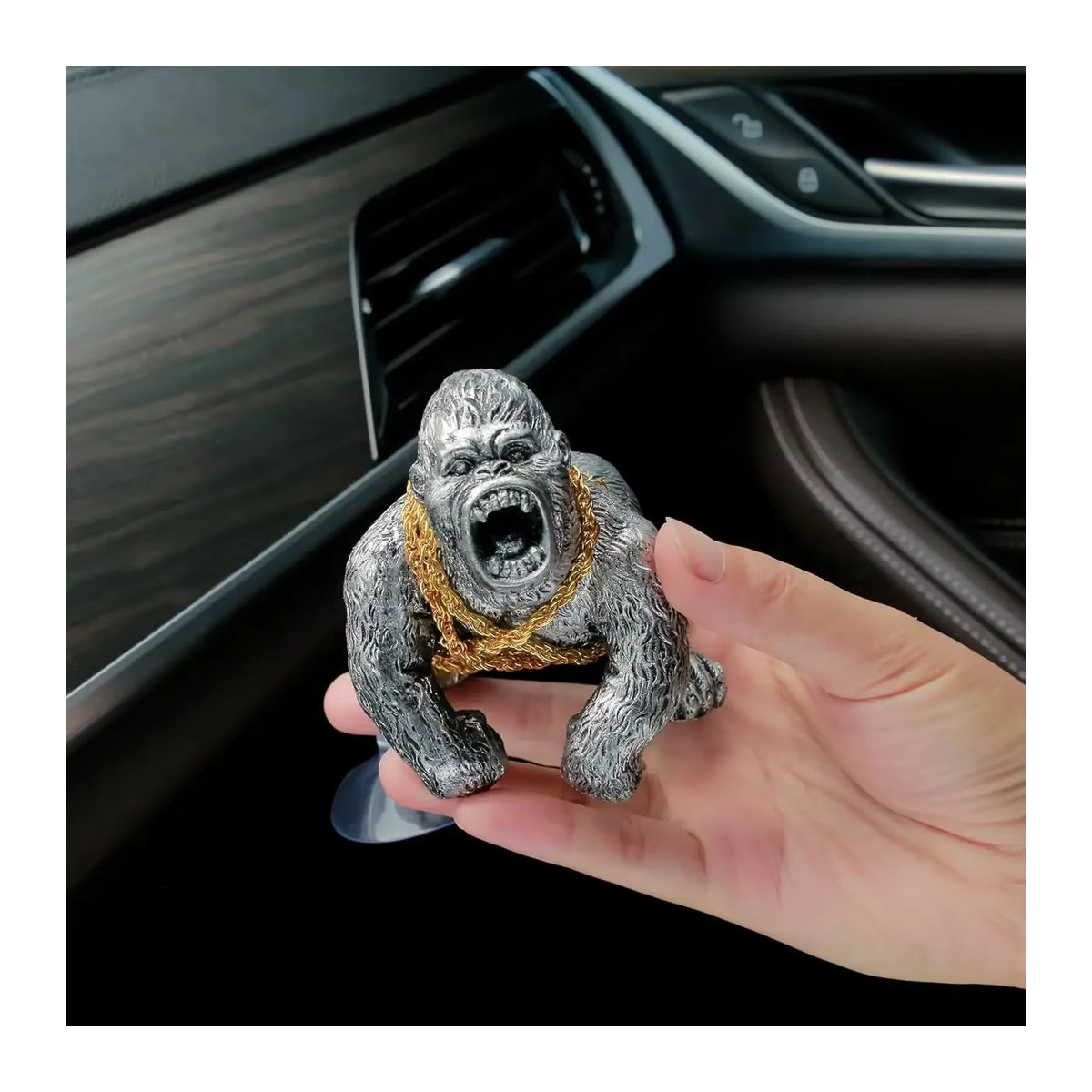 Angry Gorilla Auto-Ornament aus Kunstharz in Gold für Armaturenbrett, Büro oder Aquarium - Bild 6