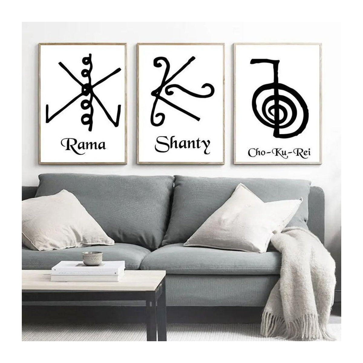 Angus Art Painting Studio Reiki Cho Ku Rei Sei He Ki Symbol Chakra Leinwand Wandkunst in Weiß, B: 50 cm, H: 70 cm, Rahmenlos - Bild 2