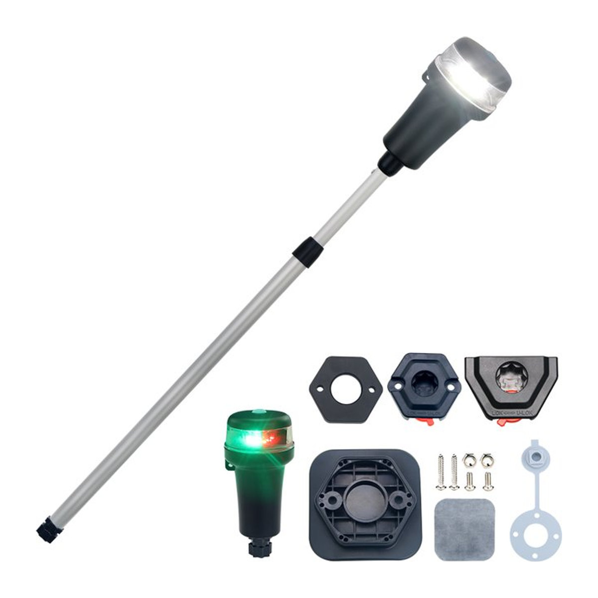 ANHEART Tragbare Navigations-LED-Lampe für Boote und Kajaks, rund, Weiß/Mehrlicht mit Farbadapter, Batteriebetrieben - Bild 1