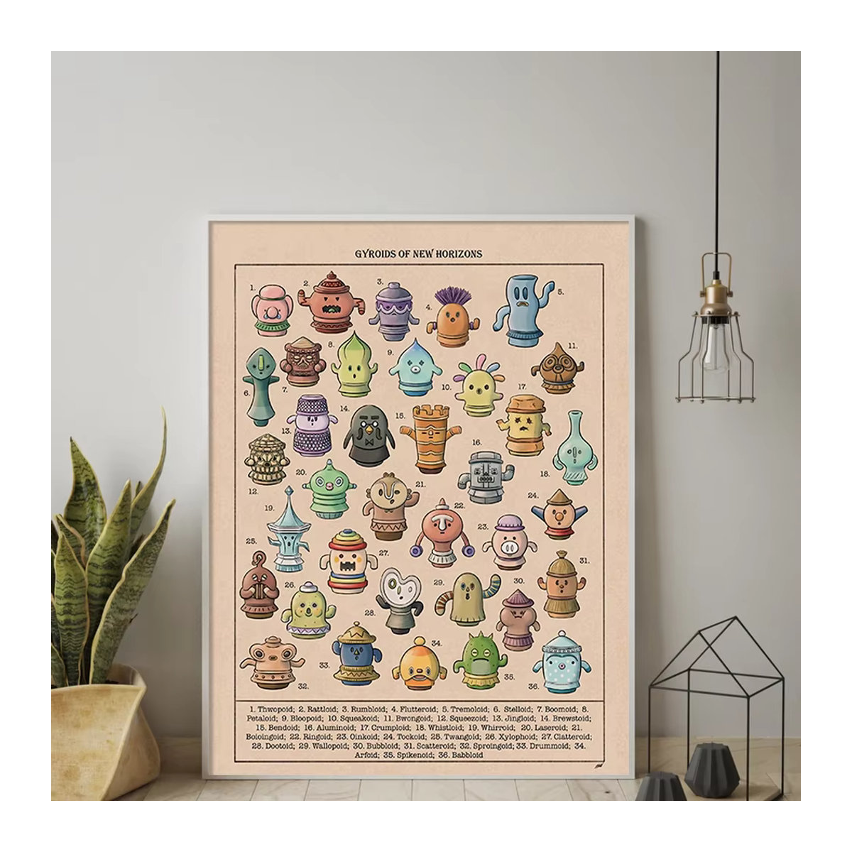 Animal Crossing New Horizons Botanical Poster Print Gyroids of New Horizons Leinwandgemälde in Beige für deine Wanddekoration - Bild 1
