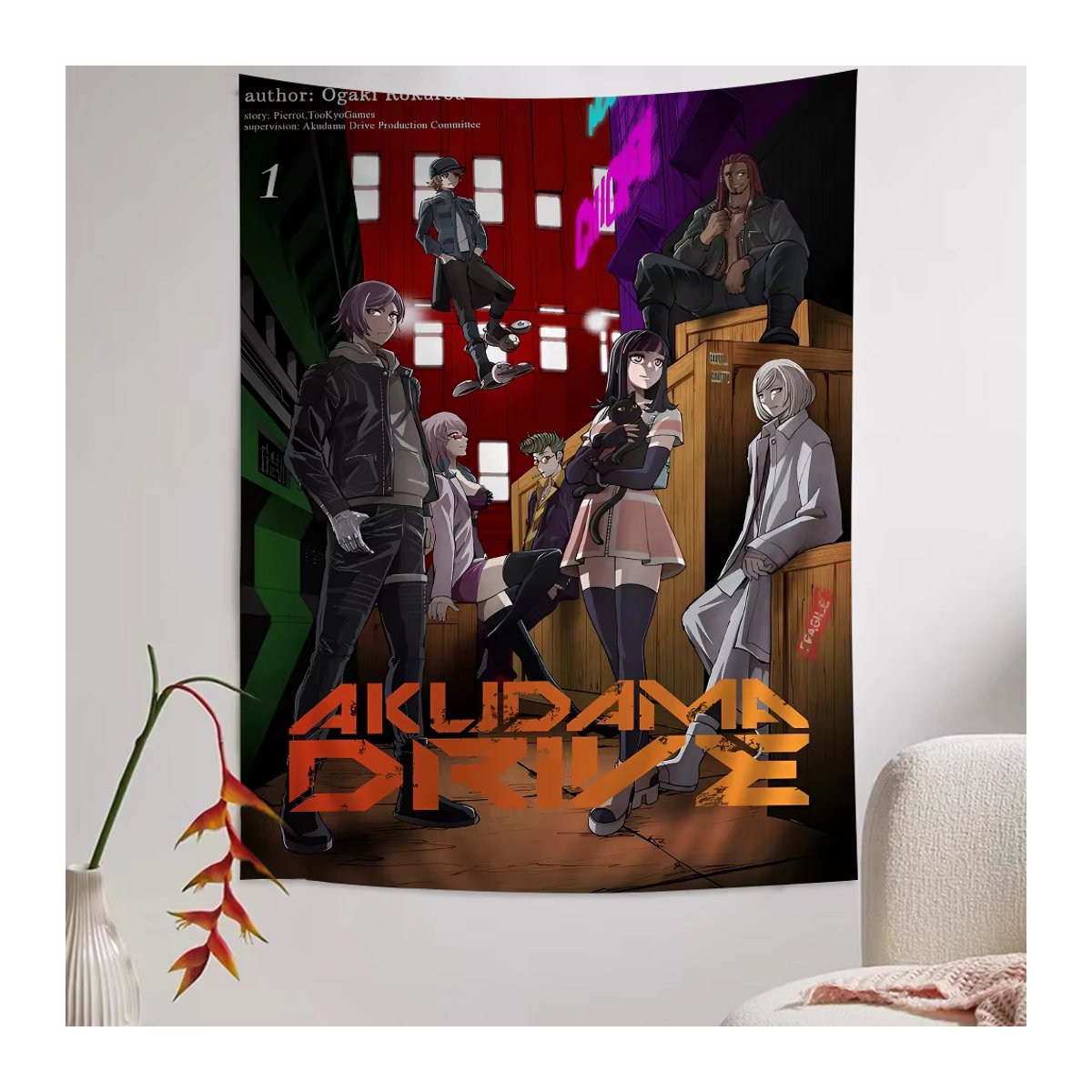 Anime Akudama Drive Wandteppich von Potdemiel, mehrfarbig, rechteckig, hängend - Bild 3