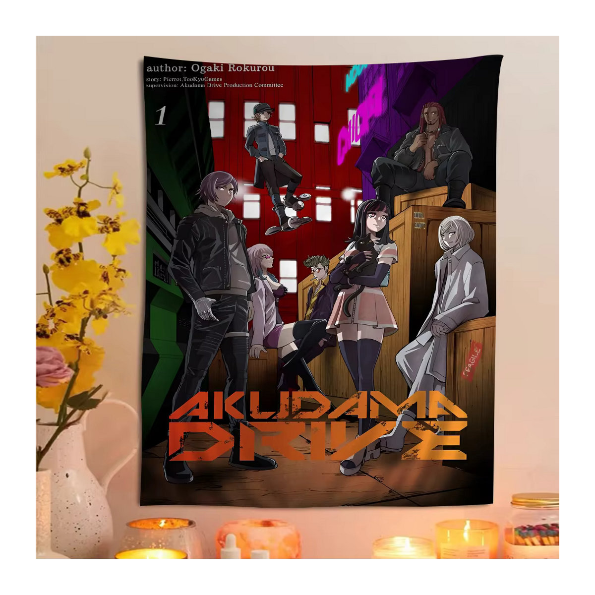 Anime Akudama Drive Wandteppich von Potdemiel, mehrfarbig, rechteckig, hängend - Bild 5