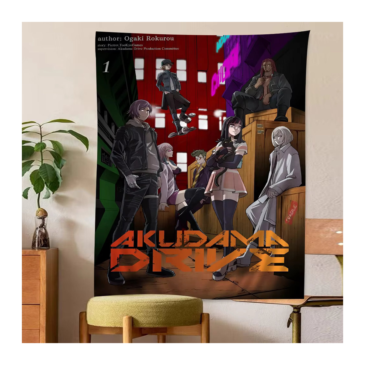 Anime Akudama Drive Wandteppich von Potdemiel, mehrfarbig, rechteckig, hängend - Bild 6