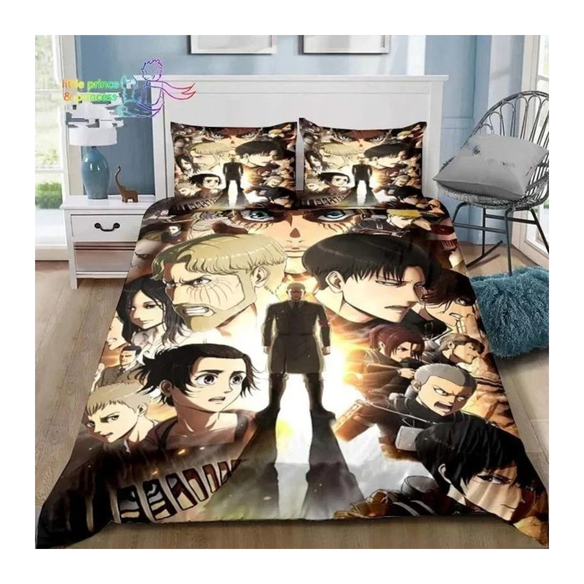 Anime Attack on Titan Bettwäscheset von Binchi Outdoor Product, mehrfarbig, US Full B/H: 200 x 230 cm - Bild 1