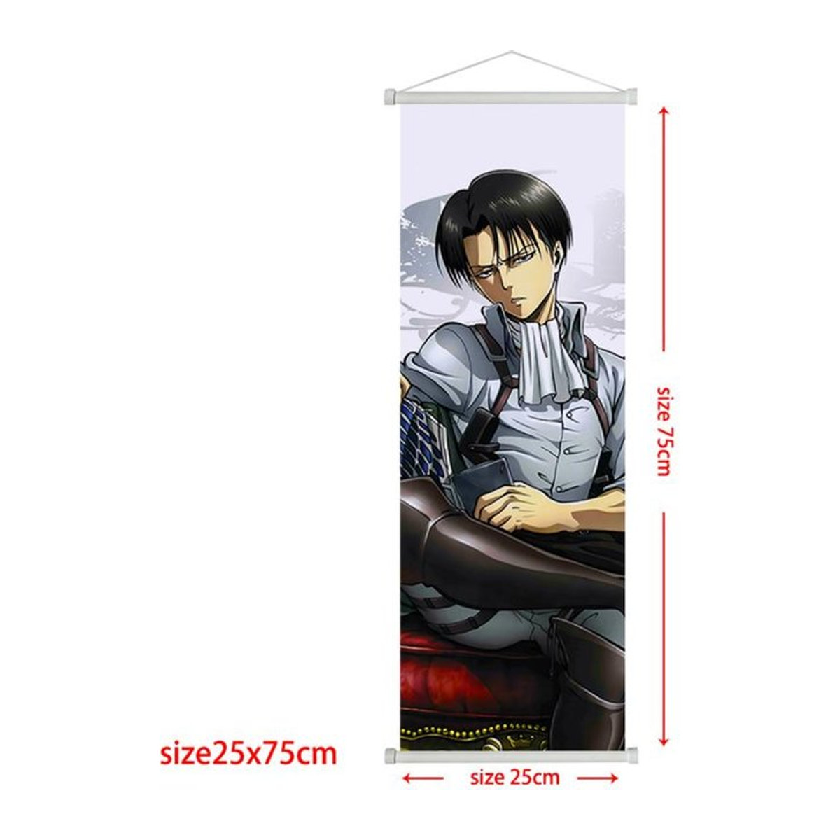 Anime Attack On Titan Wandposter Levi und Eren Ackerman Stoffposter in Rot, B: 40 cm, H: 120 cm - Bild 1