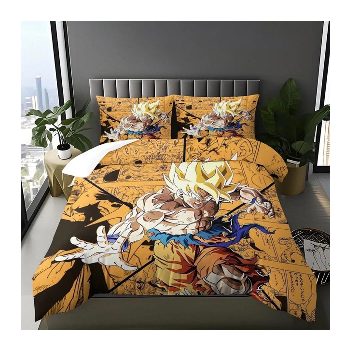 Anime Bettwäsche Set Dragon Ball mit Bettbezug und Kissenbezügen in Gelb B/B: 228 x 228 cm - Bild 1