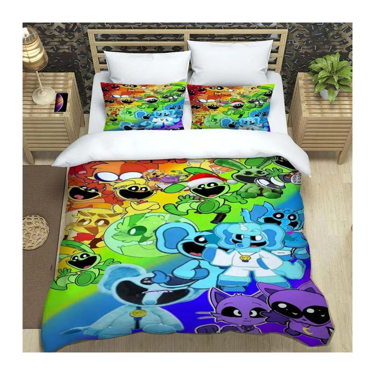 Anime Bettwäscheset mit lächelnden Tieren Catnap und Dogday in Mehrfarbig, B/H: 140 x 210 cm - Bild 2