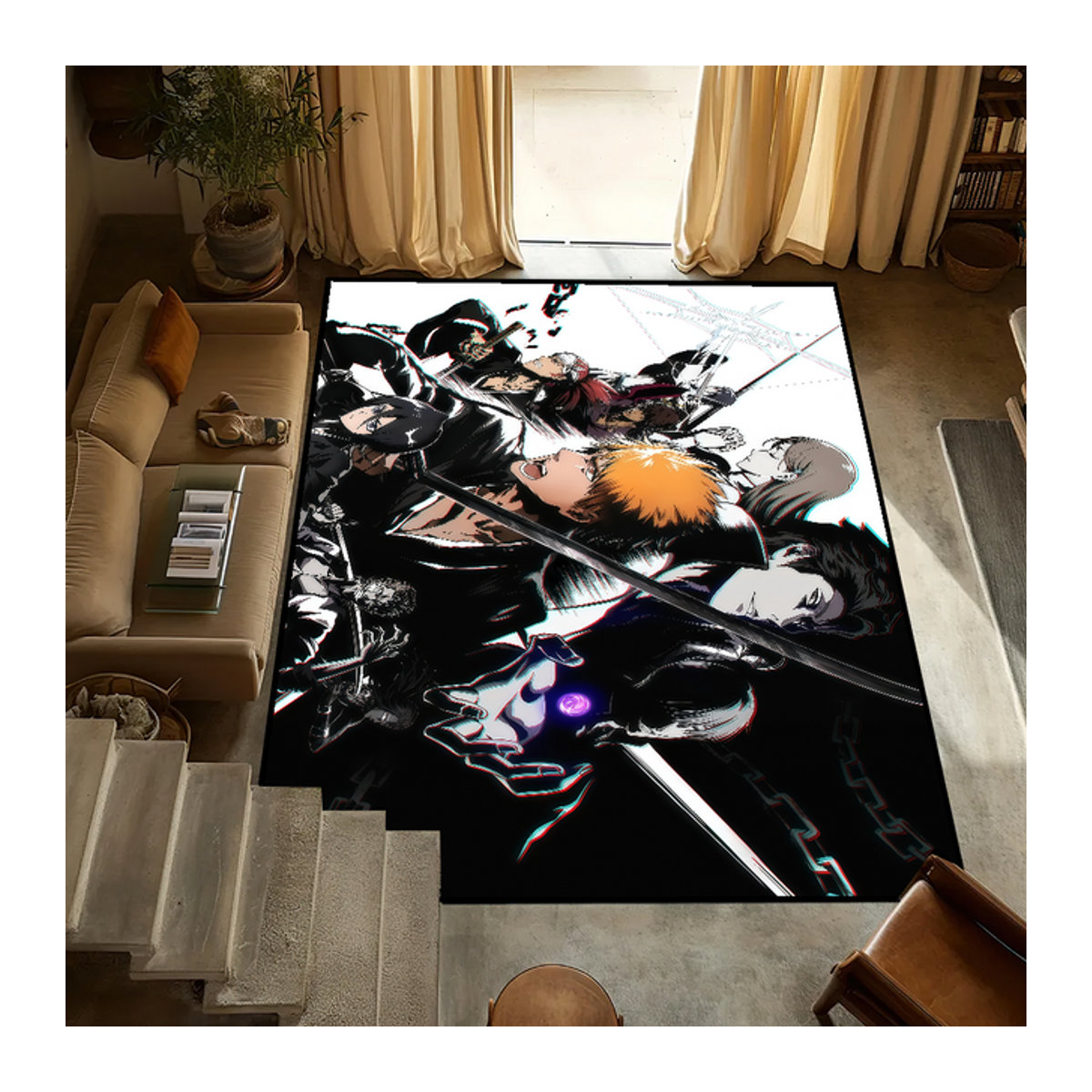 Anime Bleichmesser Fußmatte in Schwarz für Wohnzimmer, Schlafzimmer oder Bad - Bild 1
