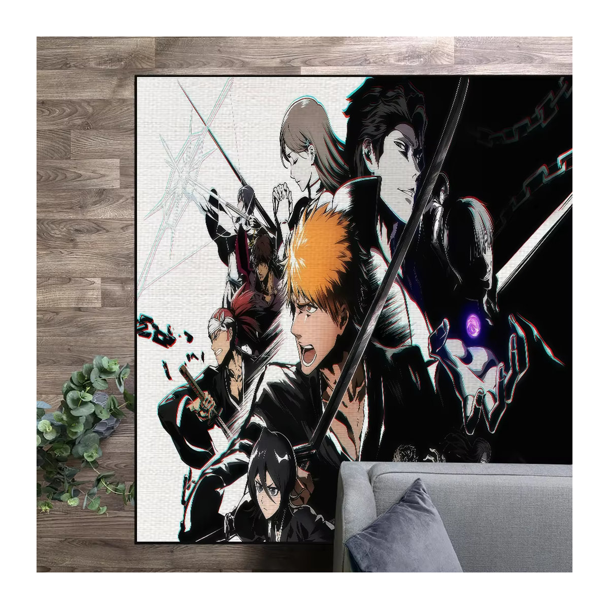 Anime Bleichmesser Fußmatte in Schwarz für Wohnzimmer, Schlafzimmer oder Bad - Bild 2