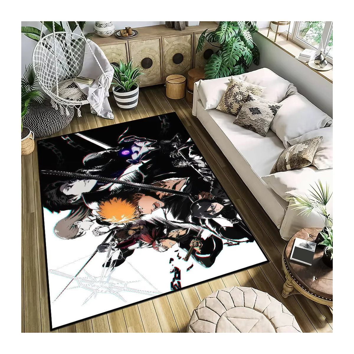 Anime Bleichmesser Fußmatte in Schwarz für Wohnzimmer, Schlafzimmer oder Bad - Bild 3