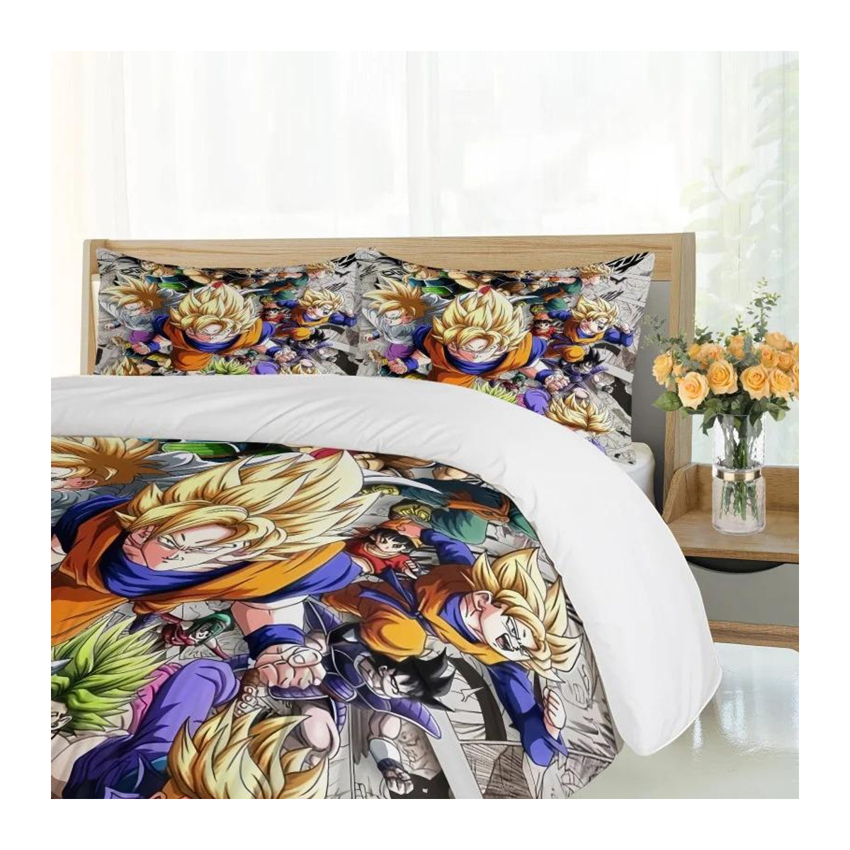 Anime Dragon Ball Bettwäsche Set mit Bettbezug und Kissenbezügen in Mehrfarbig, B/H: 135 x 200 cm - Bild 1