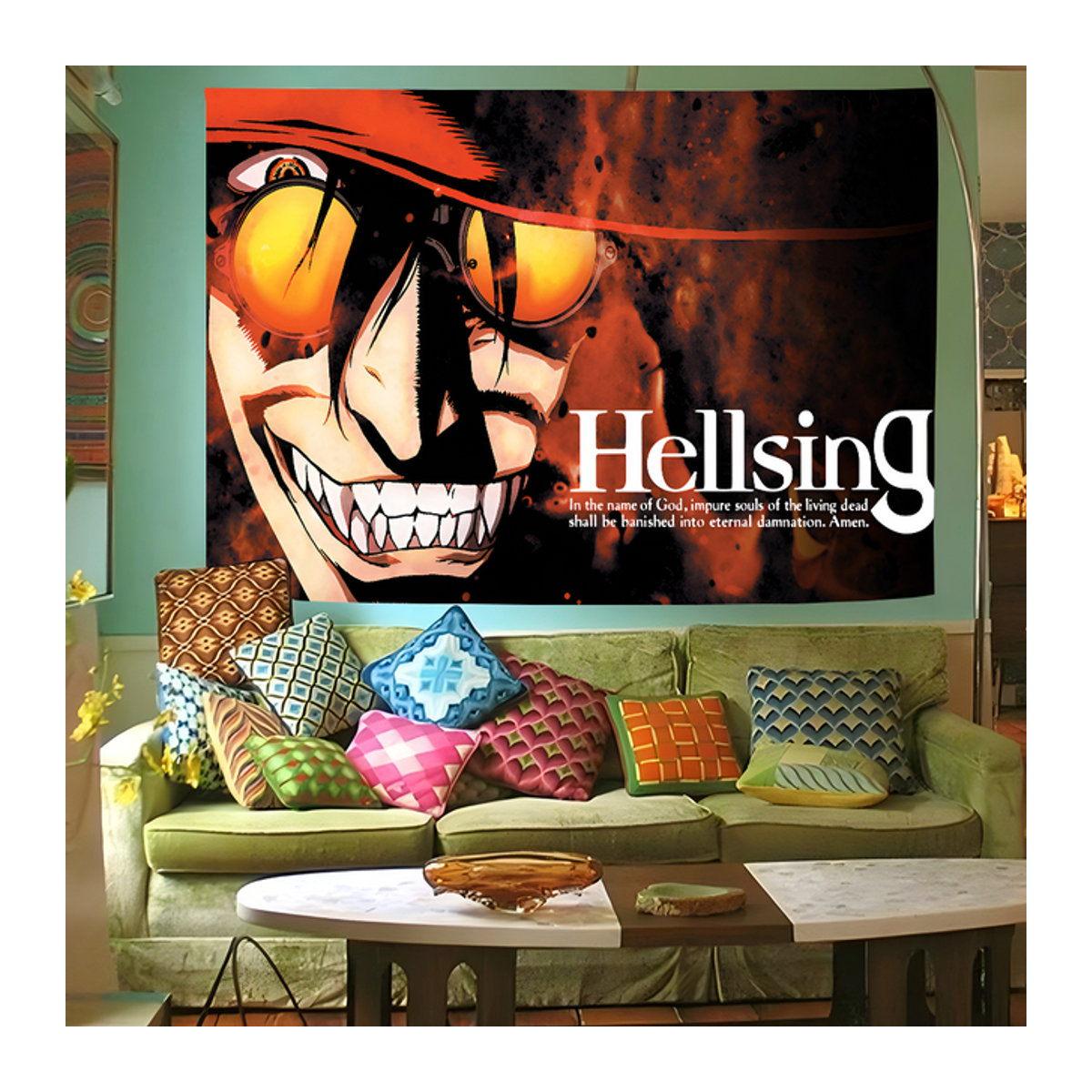 Anime Hellsing Fotografie Hintergrund Poster aus Textil in Mehrfarbig - Bild 1