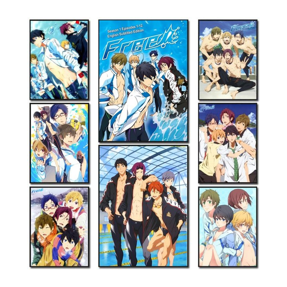 Anime Iwatobi Swim Club Wandkunst Poster Aufkleber aus Papier, mehrfarbig, rechteckig - Bild 1