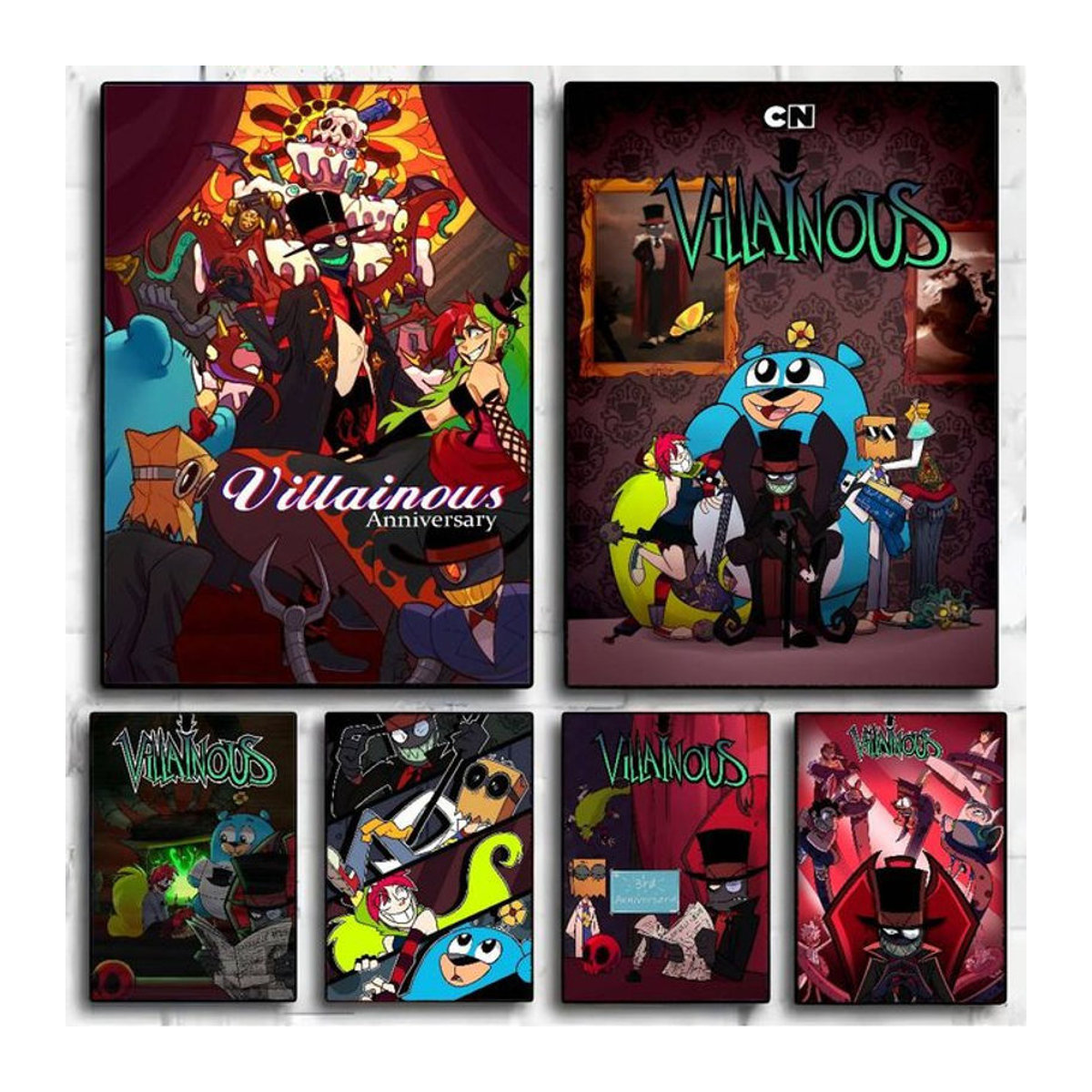 Anime Poster Bilibili Cartoon Bösewicht Wandkunst im Retro-Stil, mehrfarbig, klebrig und rahmenlos - Bild 1