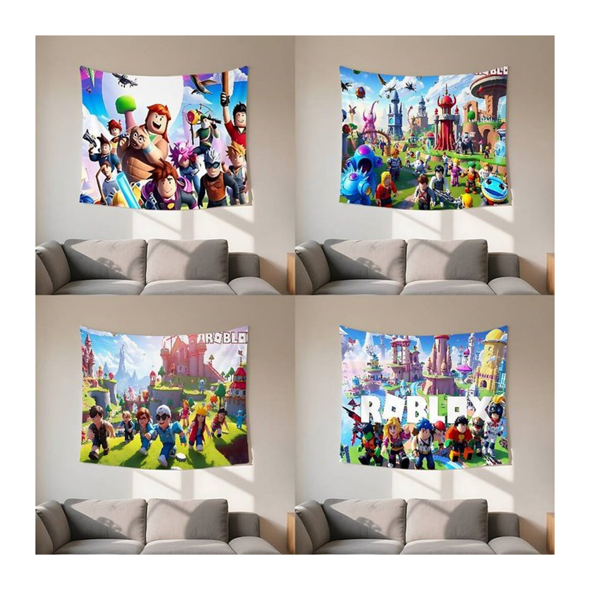 Anime-Roblox Wandteppich mit Fotodruck als rechteckiger Wandbehang, mehrfarbig, B/H: 70 x 70 cm - Bild 1
