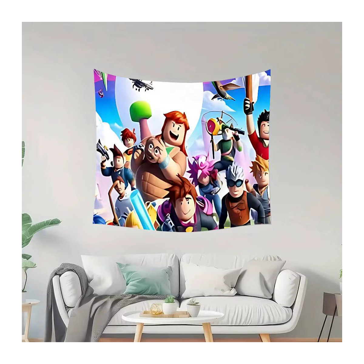 Anime-Roblox Wandteppich mit Fotodruck als rechteckiger Wandbehang, mehrfarbig, B/H: 70 x 70 cm - Bild 4
