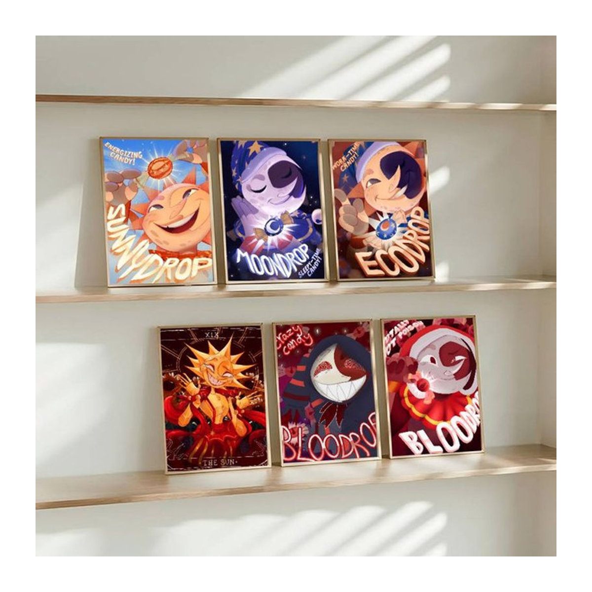 Anime Sundrop und Moondrop Wandaufkleber und Poster aus wasserfestem Papier, mehrfarbig, rechteckig - Bild 1