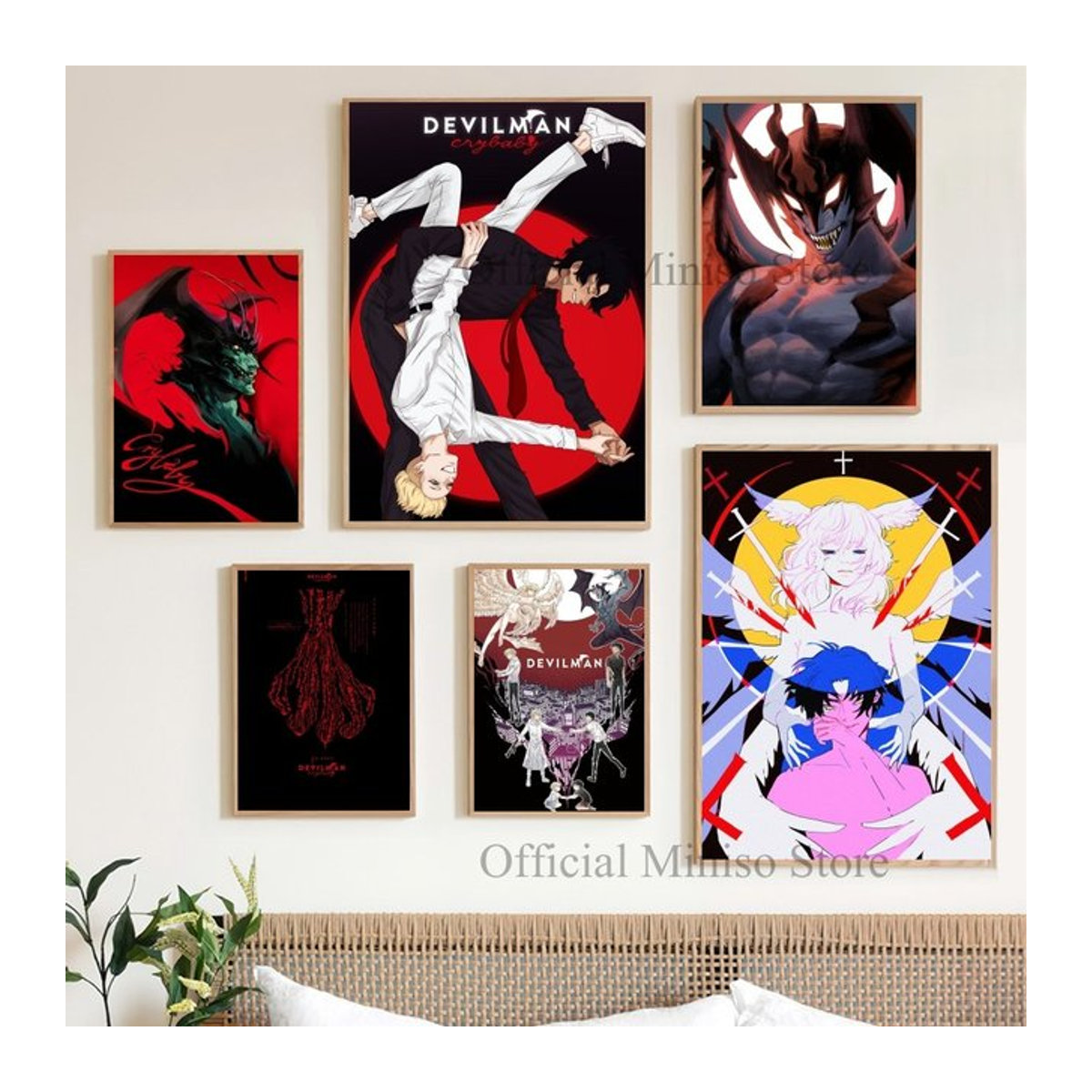 Anime Teufel Mann weinendes Baby Wandposter selbstklebend wasserfest rechteckig mehrfarbig - Bild 1