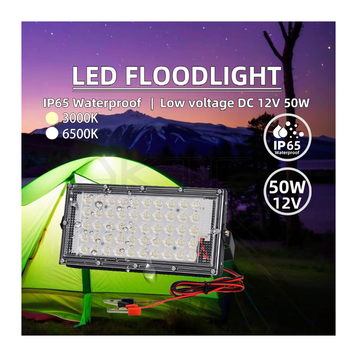 ankatec LED Outdoor Flutlicht Strahler 50W 12V DC in Schwarz aus Aluminium - Bild 3