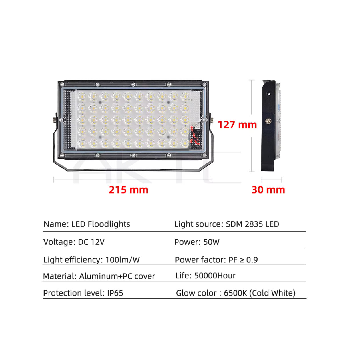 ankatec LED Outdoor Flutlicht Strahler 50W 12V DC in Schwarz aus Aluminium - Bild 4