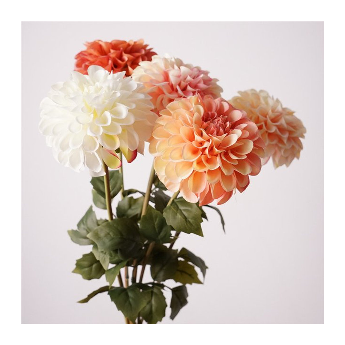 Anlincong 5er Set Künstliche Seidenblumen Dahlien und Chrysanthemen in Rot und Mehrfarbig für Hochzeitsdeko und Blumenarrangements - Bild 1