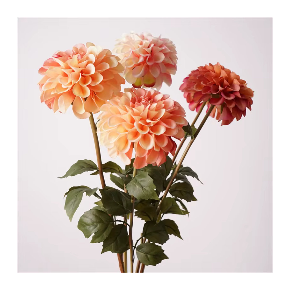 Anlincong 5er Set Künstliche Seidenblumen Dahlien und Chrysanthemen in Rot und Mehrfarbig für Hochzeitsdeko und Blumenarrangements - Bild 2