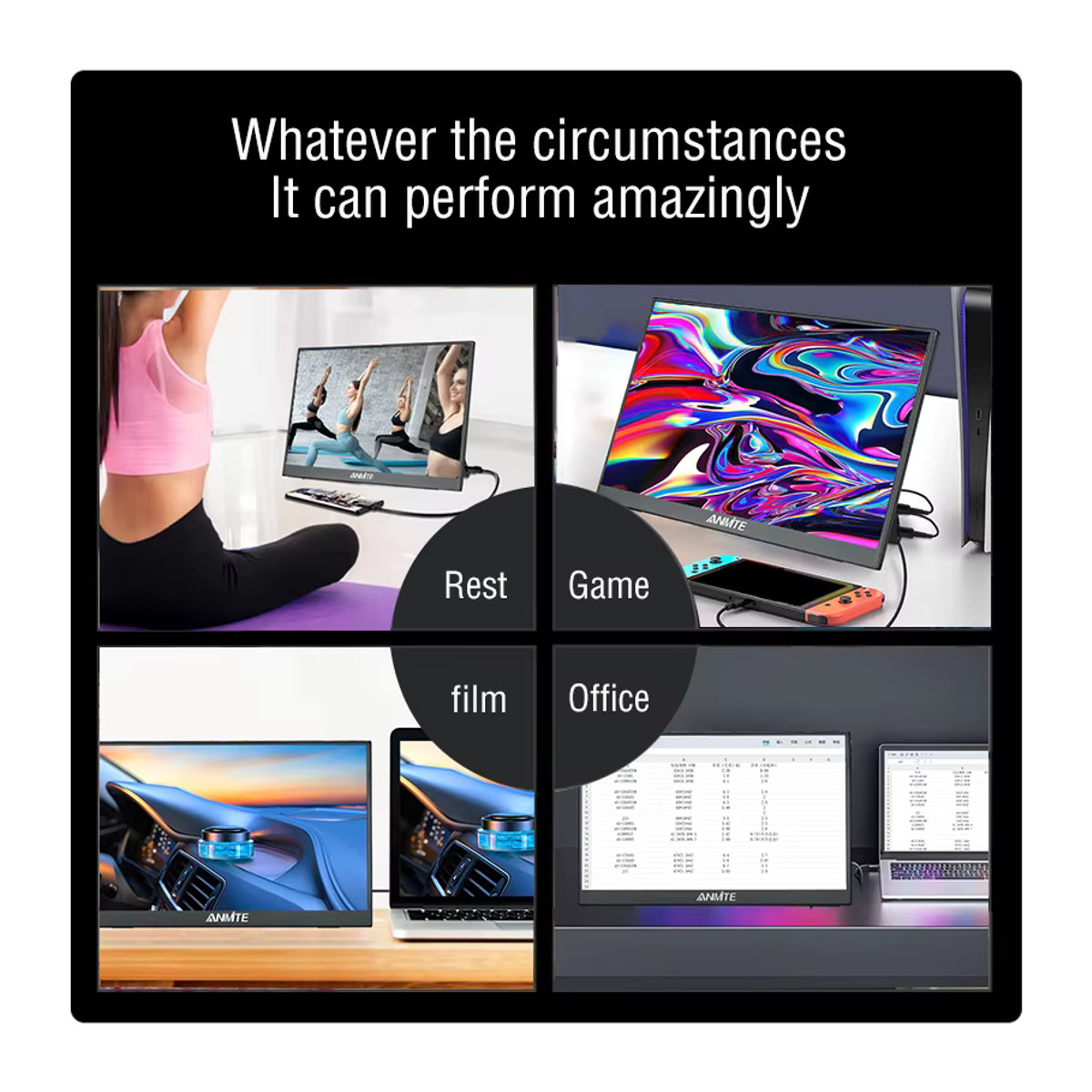 Anmite 16-Zoll Tragbarer Touch-Monitor mit 1200P HDR und 16:10 Format in Schwarz für PC, Laptop, Konsole und Smartphone - Bild 2