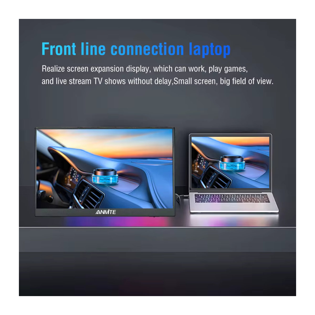 Anmite 16-Zoll Tragbarer Touch-Monitor mit 1200P HDR und 16:10 Format in Schwarz für PC, Laptop, Konsole und Smartphone - Bild 5
