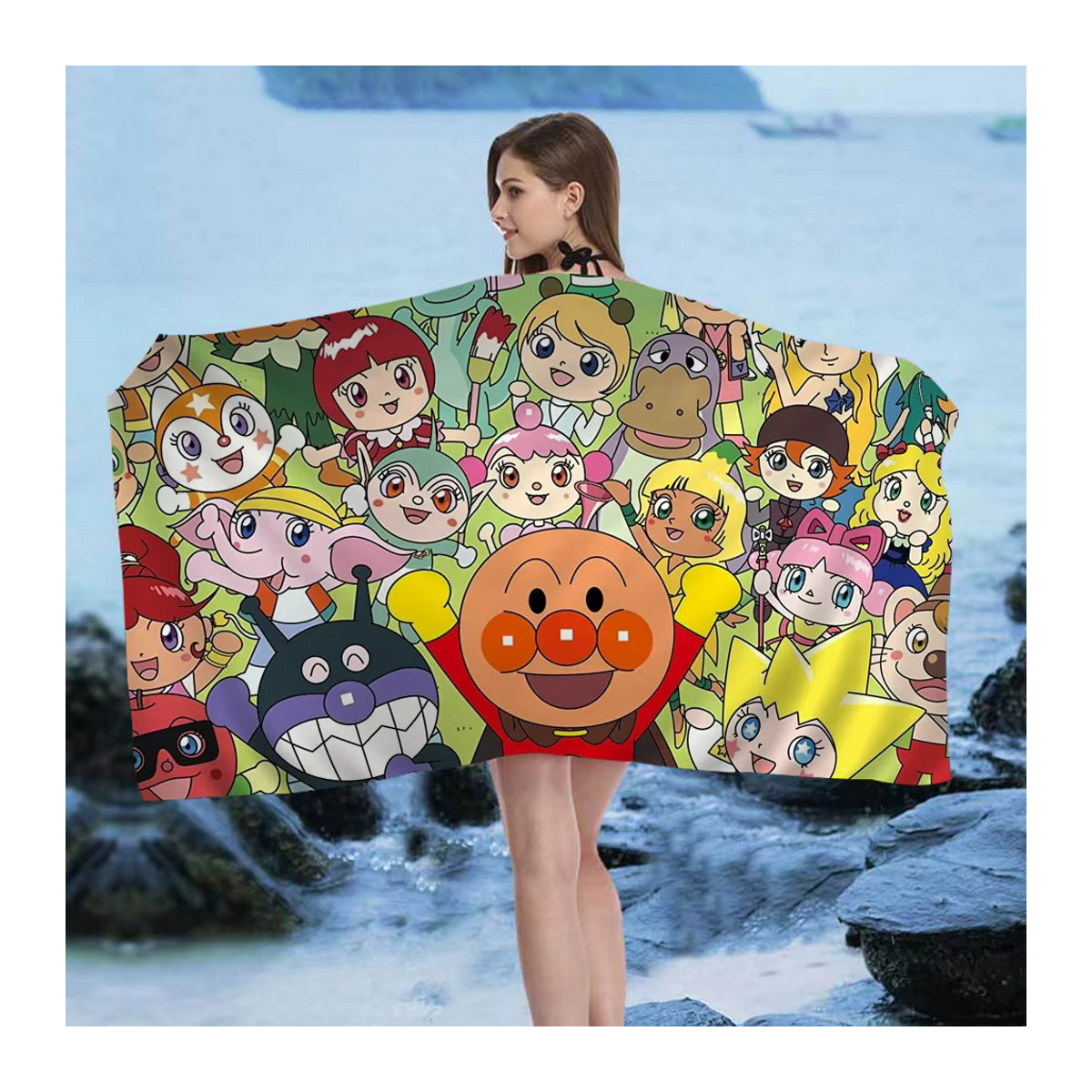 Anpanman Cartoon Strandtuch für Kinder, mehrfarbig, saugfähig - Bild 4