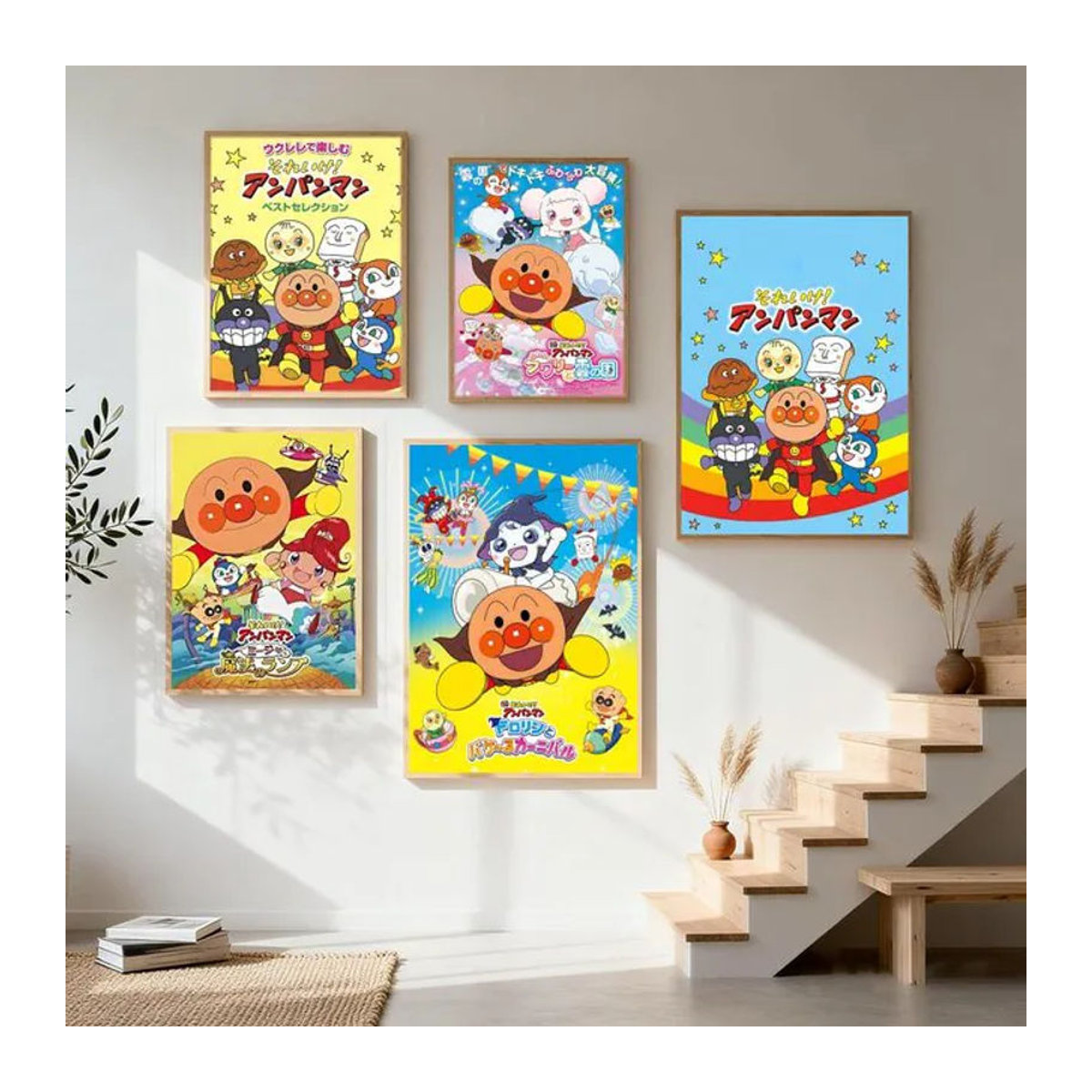 Anpanman Poster für Kinder in skandinavischem Design, mehrfarbig, rechteckiges Wandbild aus Papier, rahmenlos - Bild 1